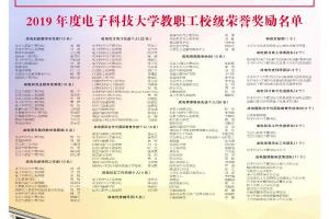 电子科技大学2019年度教职工校级荣誉奖励名单