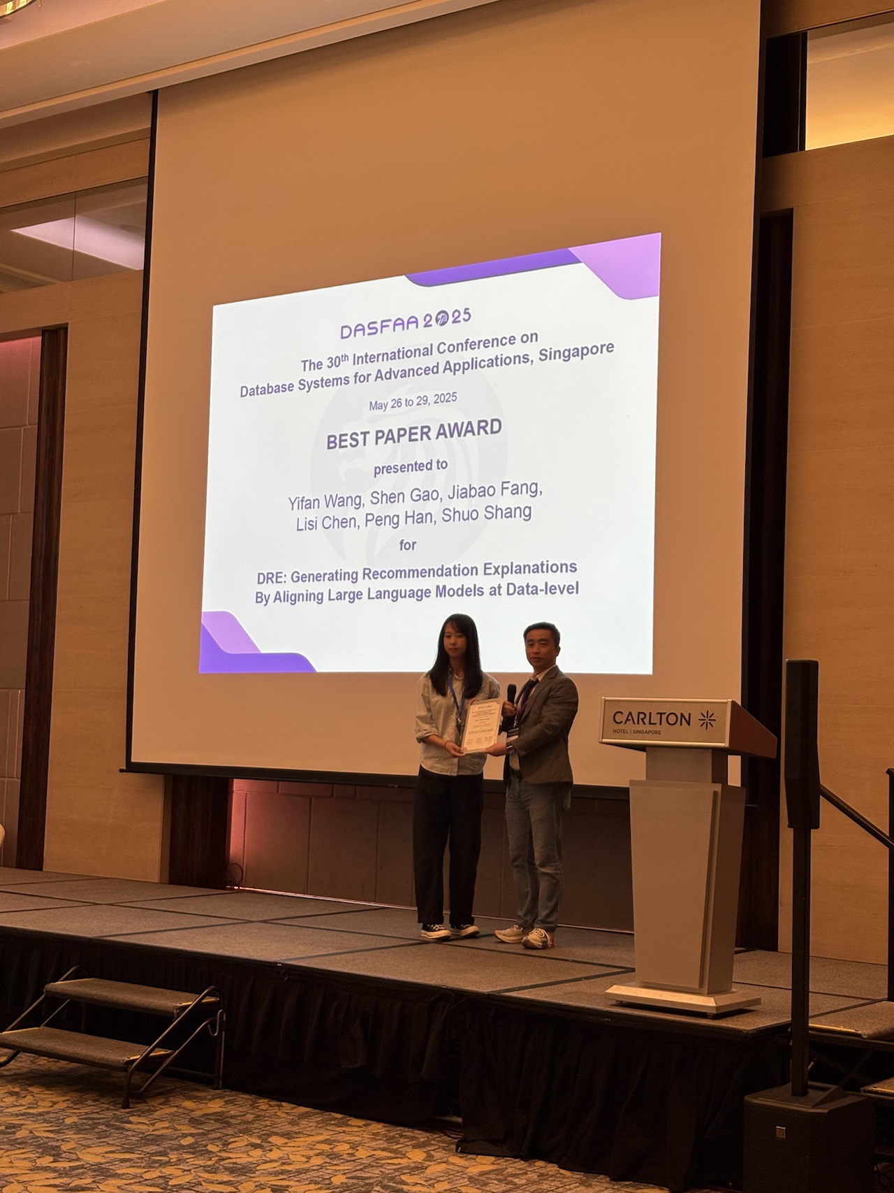 计算机（网安）学院商烁教授团队研究生荣获DASFAA 2025最佳论文奖