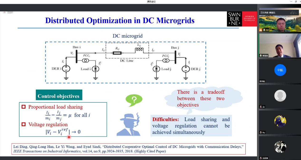 韩清龙教授做客“教授沙龙第29期”谈智能电网中的分布式控制和优化