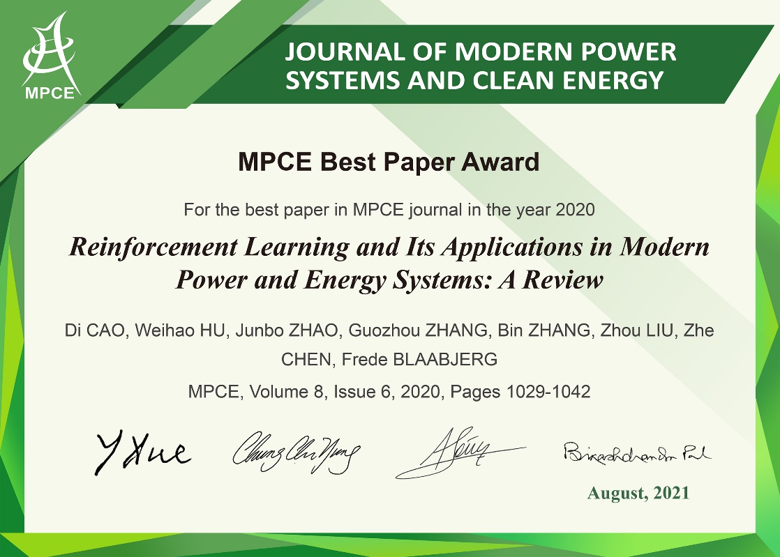 机电学院博士生曹迪获MPCE期刊年度最佳论文奖