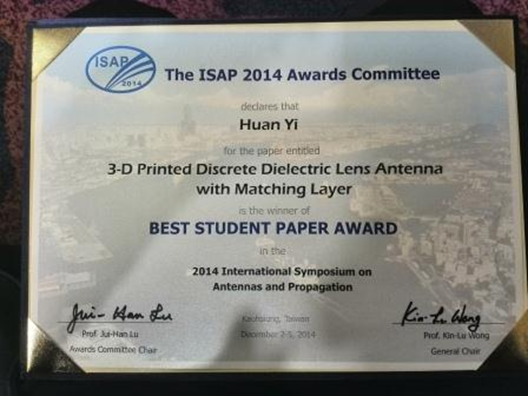 我校博士生获ISAP2014“最佳学生论文奖”