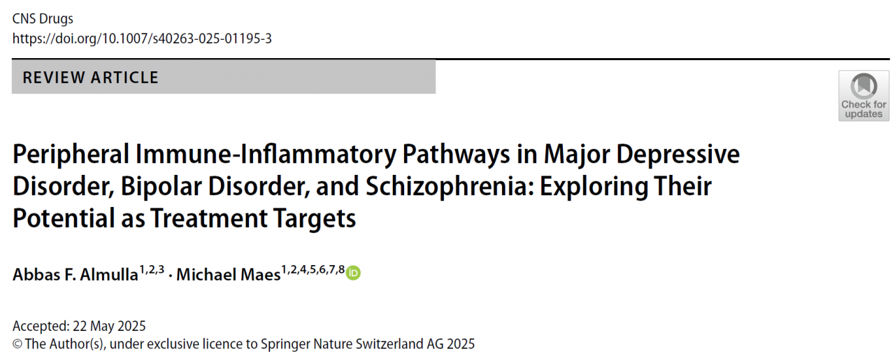 医学院Michael Maes教授课题组在CNS Drugs发表最新研究论文