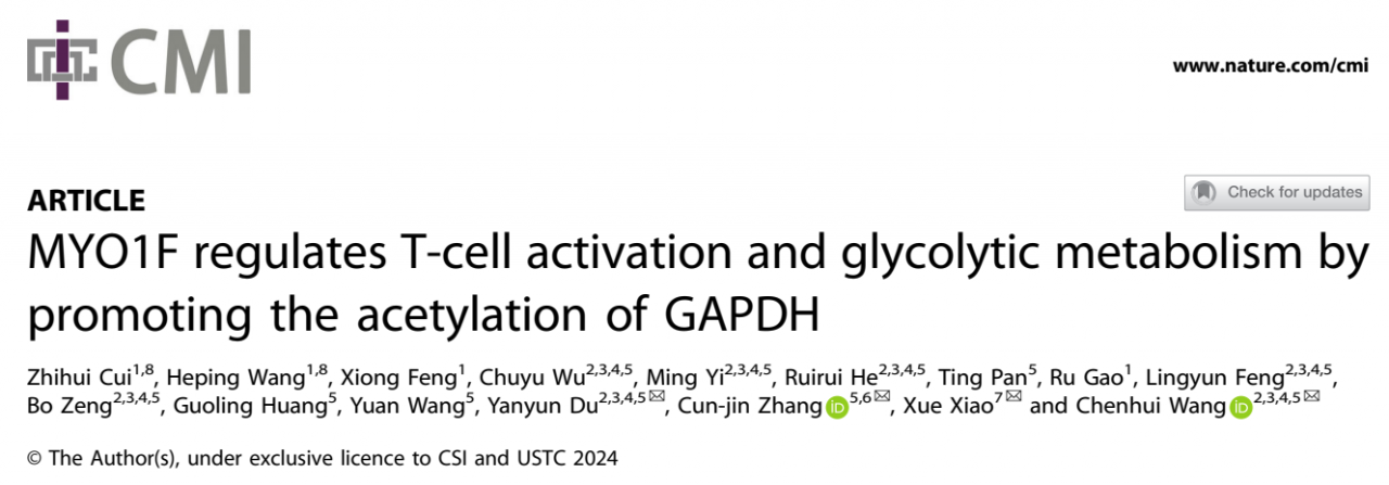 医学院王晨辉教授团队在Cellular & molecular immunology发表最新研究论文