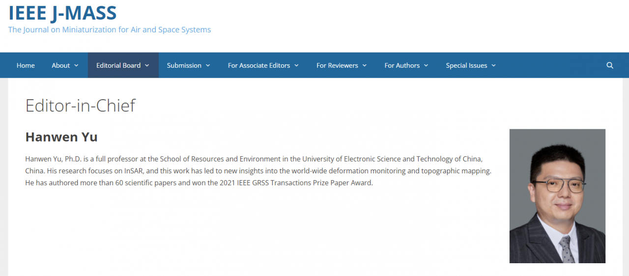 资环学院于瀚雯教授获IEEE GRSS颁发的Transactions Prize Paper Award