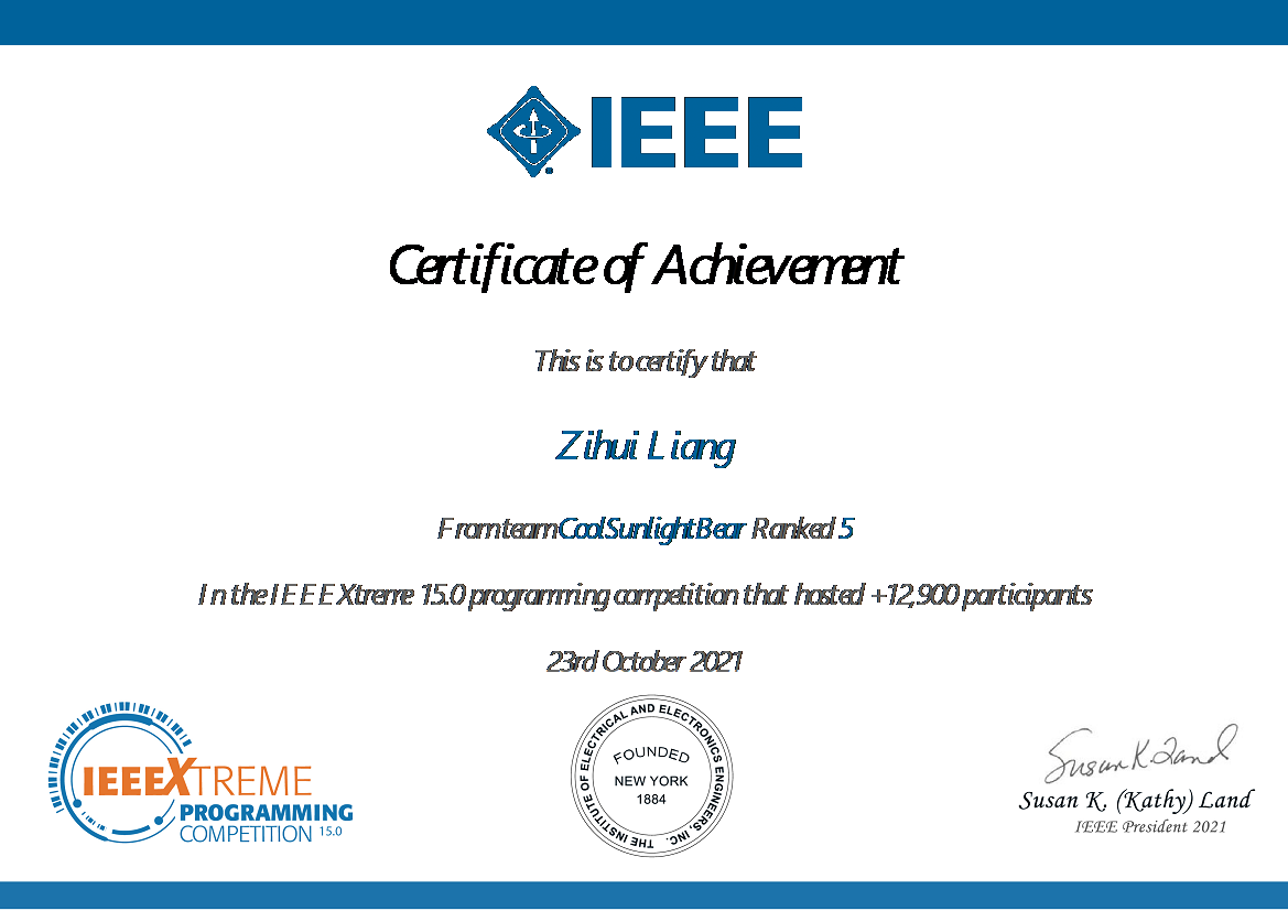 电子科大在IEEEXtreme第15届极限编程大赛中斩获全球第五名