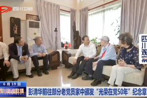 四川省委书记彭清华为刘盛纲院士颁发“光荣在党50年”纪念章